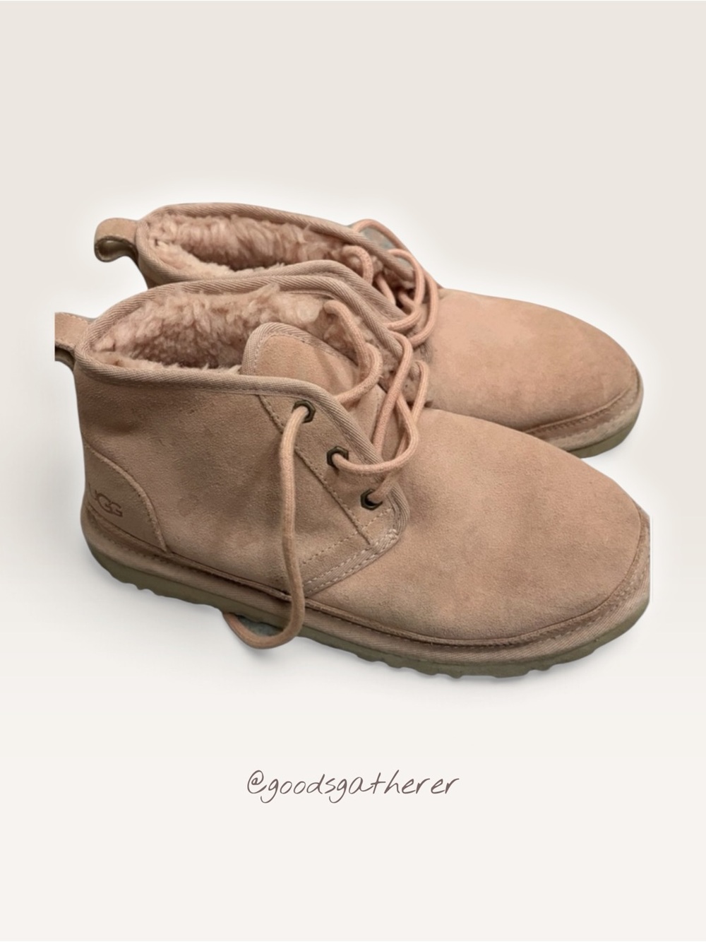 UGG Women’s Pink Suede Shearling Chukka Ankle Boots Lace Up Size 7